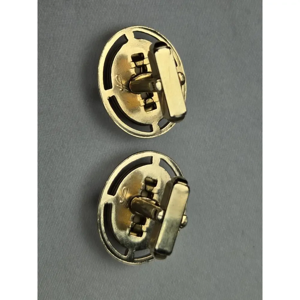 Anson Vintage Gold Tone‎ Red Cabochon Oval Bullet Back Cufflinks